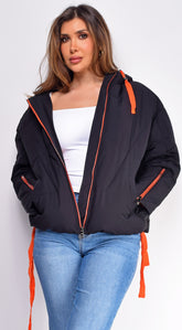 Varvara Black Oversized Quilted Puffer Jacket